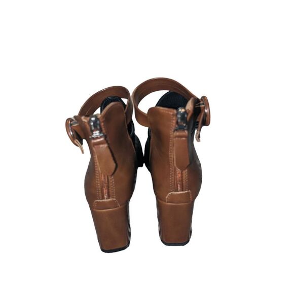 🛍️Brown & Black Strappy Closed Toe 2 Inch Heeled Shoes Size 40 EU - Picture 4 of 5